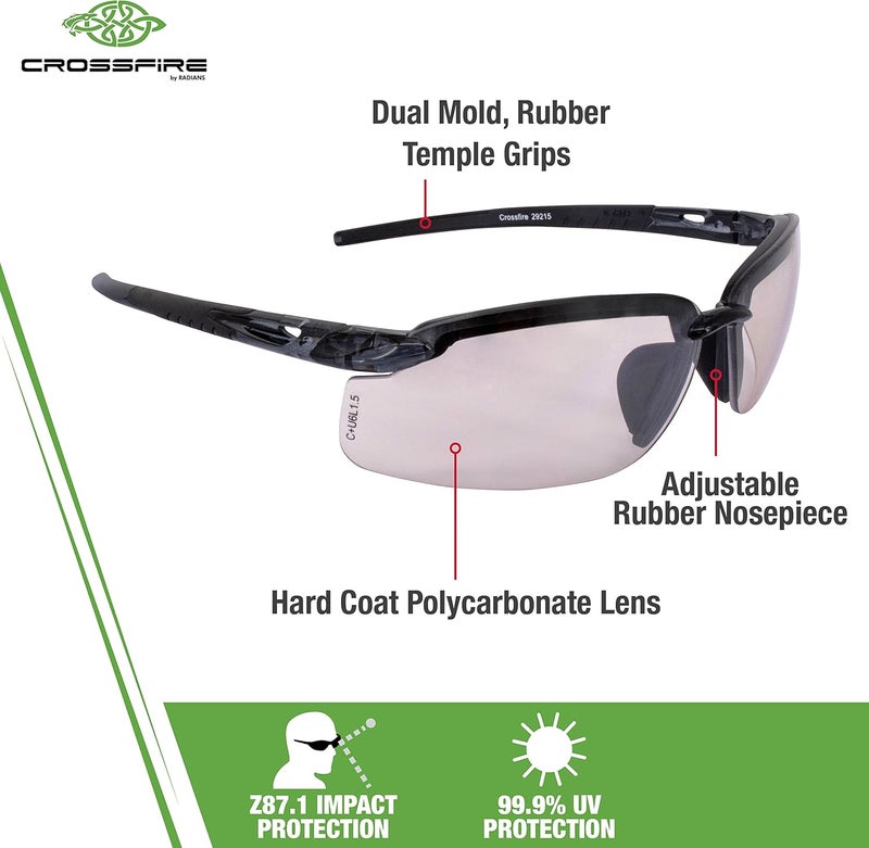 Radians Crossfire 29215 Safety Glasses with Indoor/Outdoor Lens - Image 4